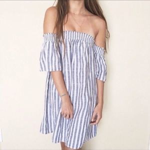 Cynthia Rowley Off the Shoulder 100% Linen Dress Size Small